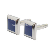 Polyhedral Square Stainless Steel Silver Cufflinks With Blue Stone